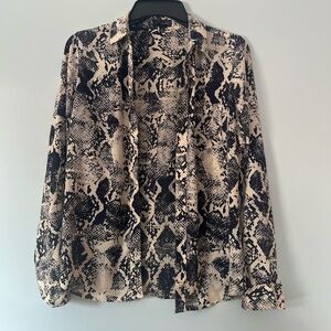 The Limited Snakeskin Print Navy Blue and Cream Button Down Shirt